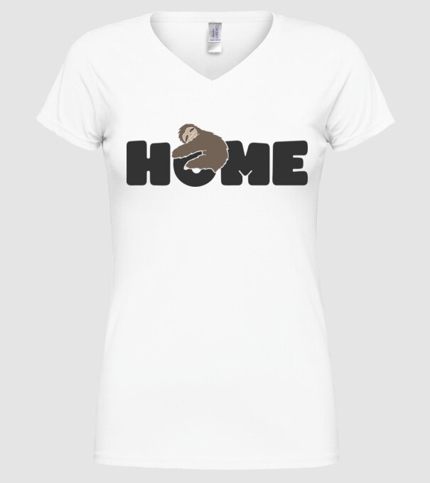Home Sloth model alb pe tricou
