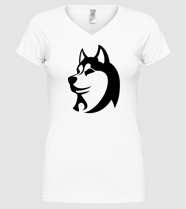 Husky model alb pe tricou