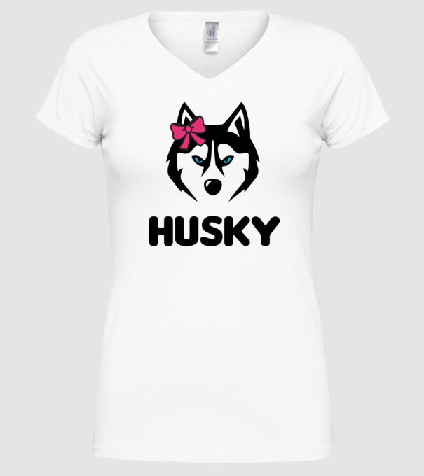 Husky fată model alb pe tricou