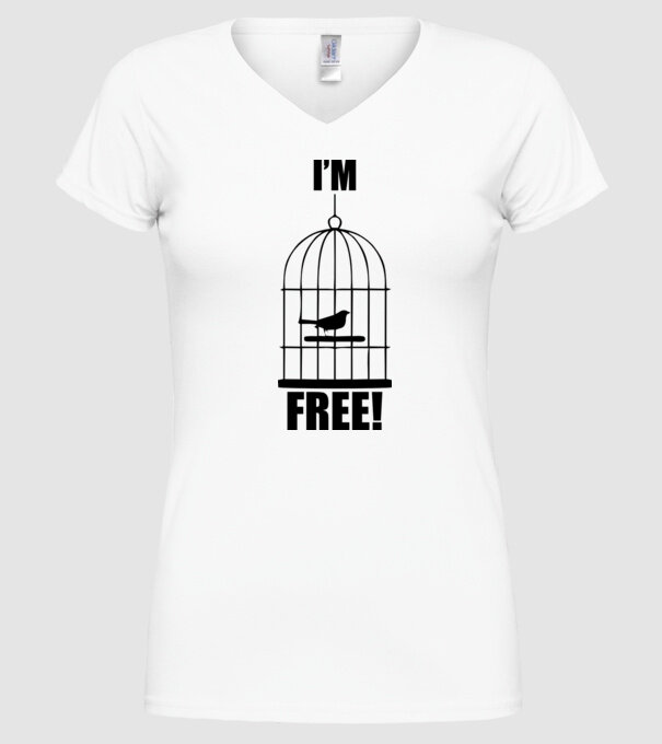 'I''m free' model alb pe tricou