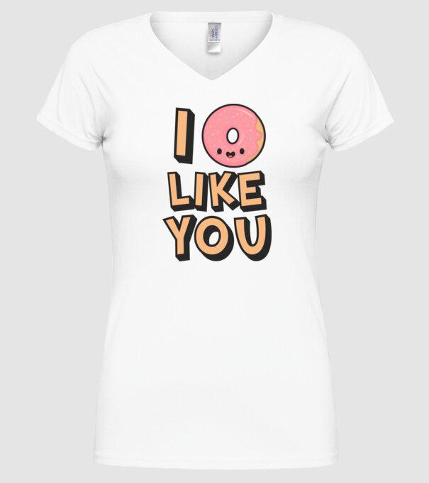 I donut like you model alb pe tricou