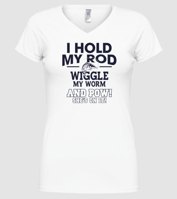 I hold my rod model alb pe tricou