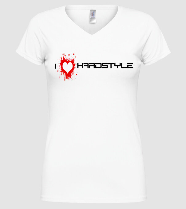 i love hardstyle model alb pe tricou