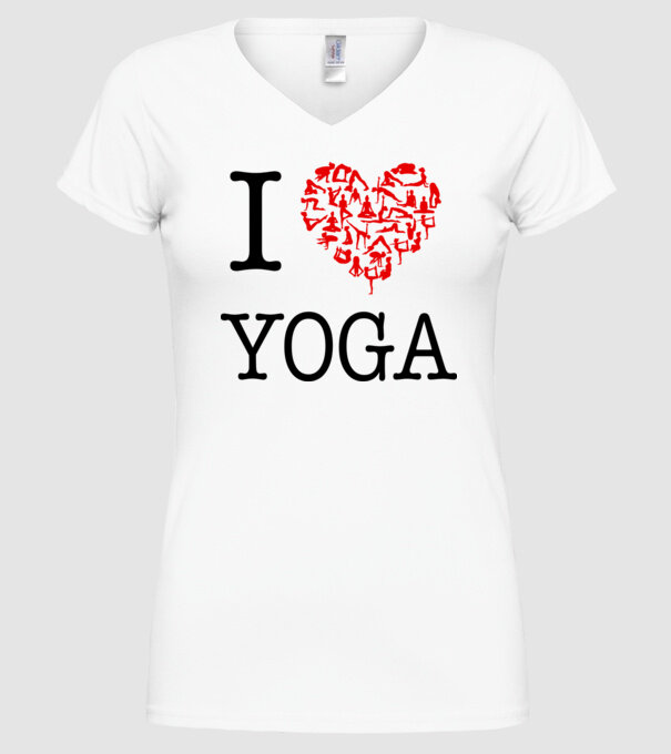 I LOVE YOGA model alb pe tricou