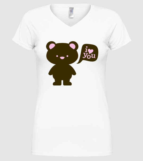 I Love You Bear model alb pe tricou