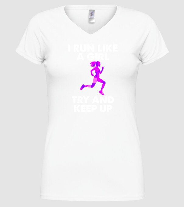I run like a girl model alb pe tricou