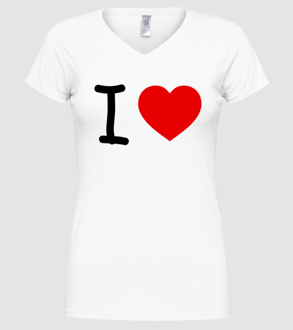 ilove model alb pe tricou