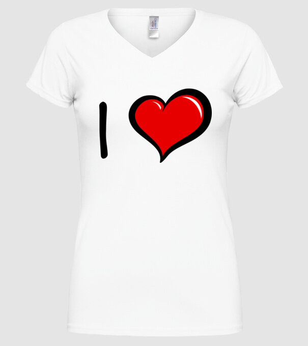 ilove model alb pe tricou