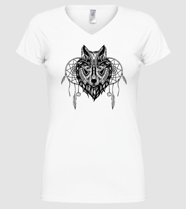 lup indian model alb pe tricou