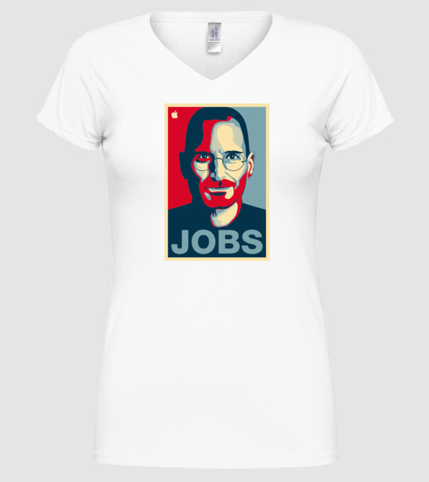 Jobs pop art model alb pe tricou