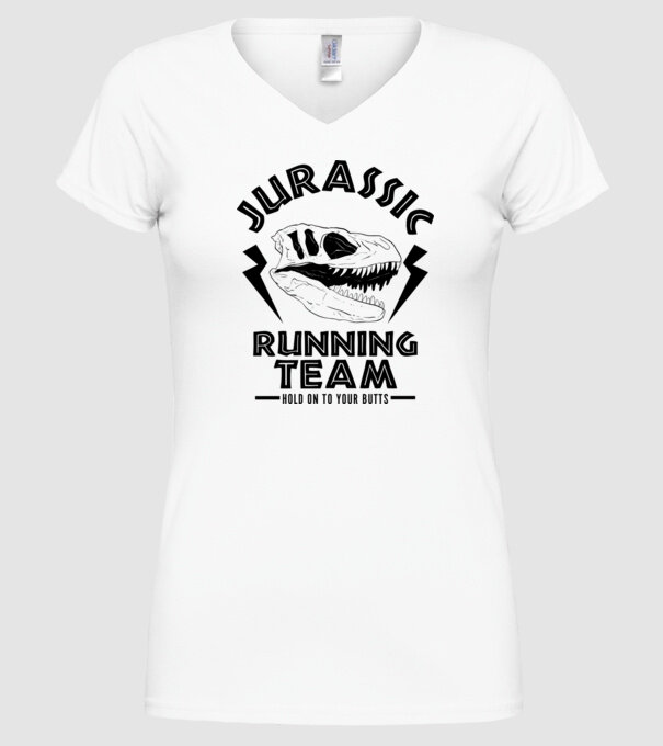 Jurassic running team model alb pe tricou