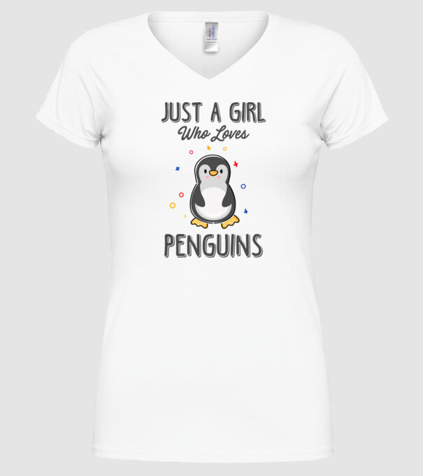 Just a girl who loves Penguins model alb pe tricou