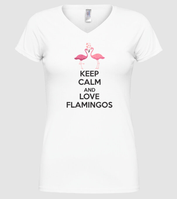 KEEP CALM and love flamingos dark model alb pe tricou