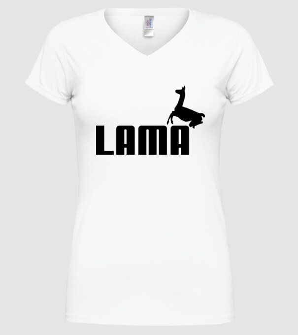 Lama puma model alb pe tricou