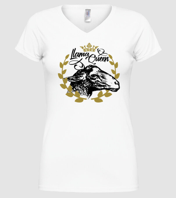 Lama Queen model alb pe tricou