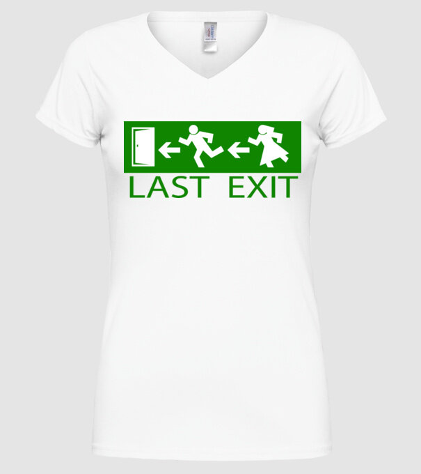Last Exit model alb pe tricou