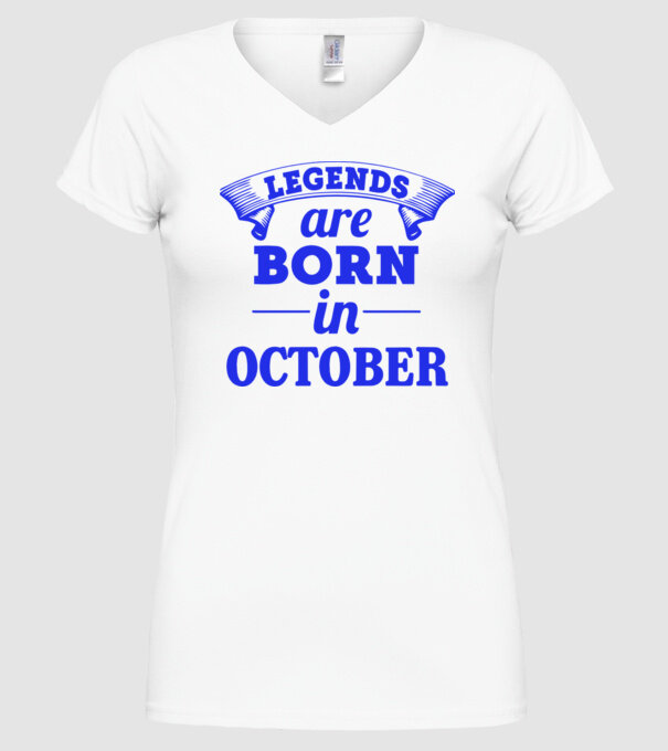 Legends are born in October model alb pe tricou
