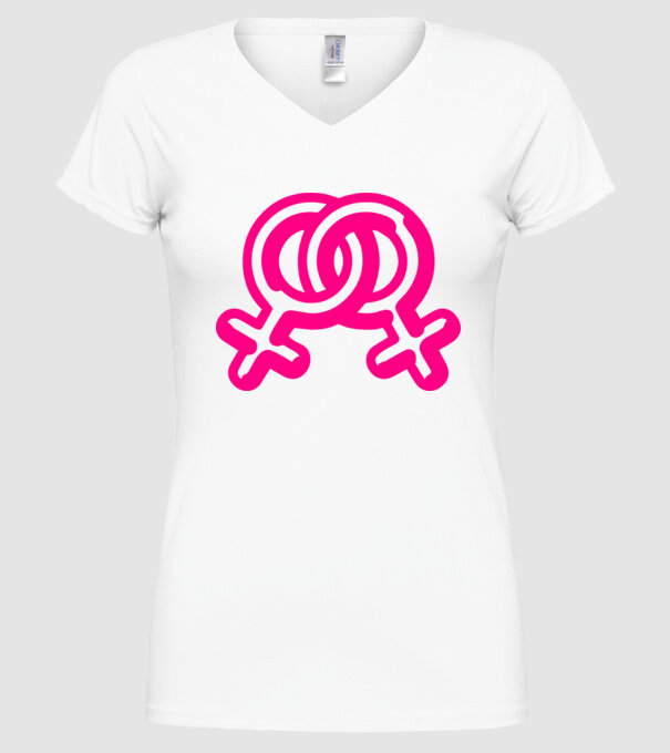 Lesbiene model alb pe tricou