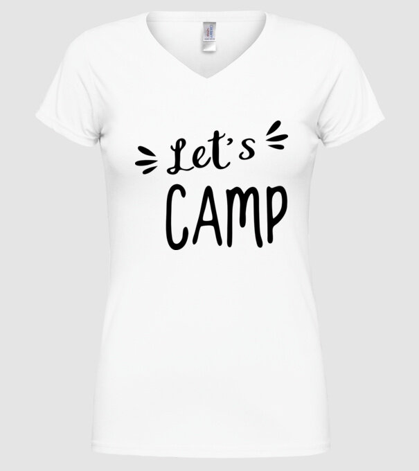 'Let''s camp' model alb pe tricou