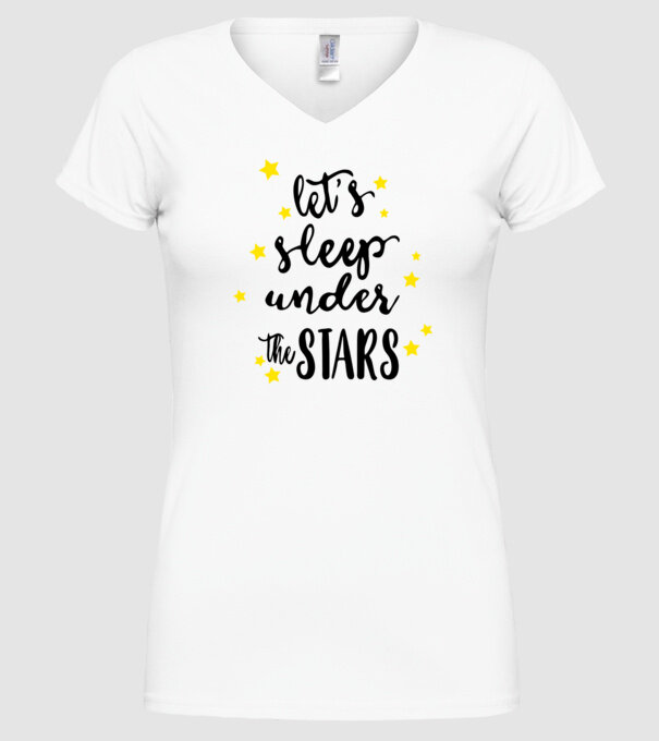 Lets sleep under the stars model alb pe tricou