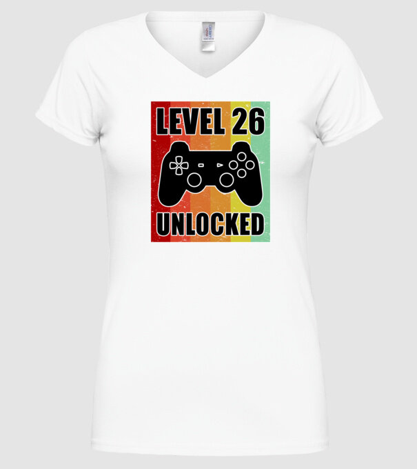 level 26 unlocked retro gamer model alb pe tricou