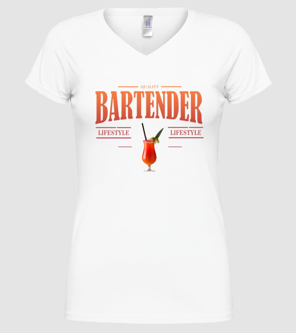 Lifestyle Bartender model alb pe tricou