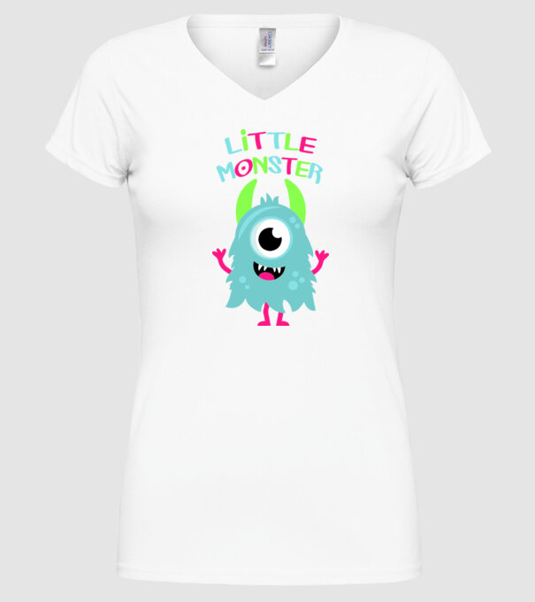 Little monster model alb pe tricou