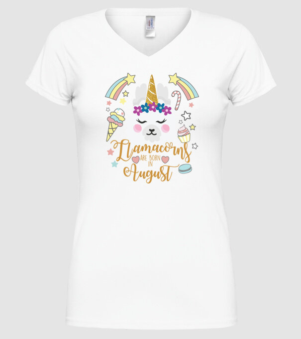 Llamacorns are born in August model alb pe tricou
