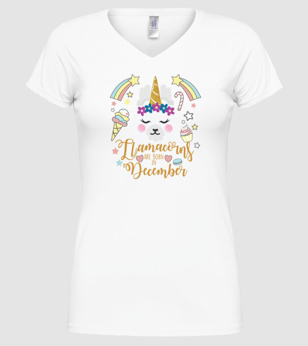 Llamacorns are born in December model alb pe tricou