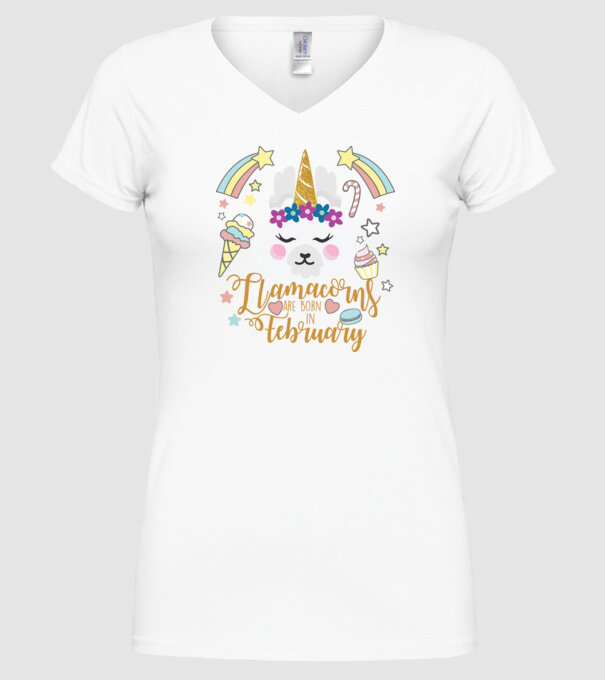 Llamacorns are born in February model alb pe tricou