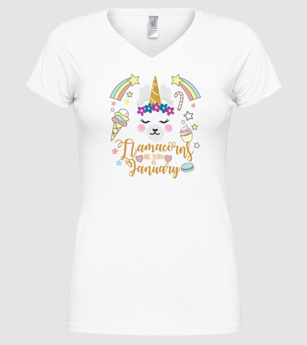 Llamacorns are born in January model alb pe tricou