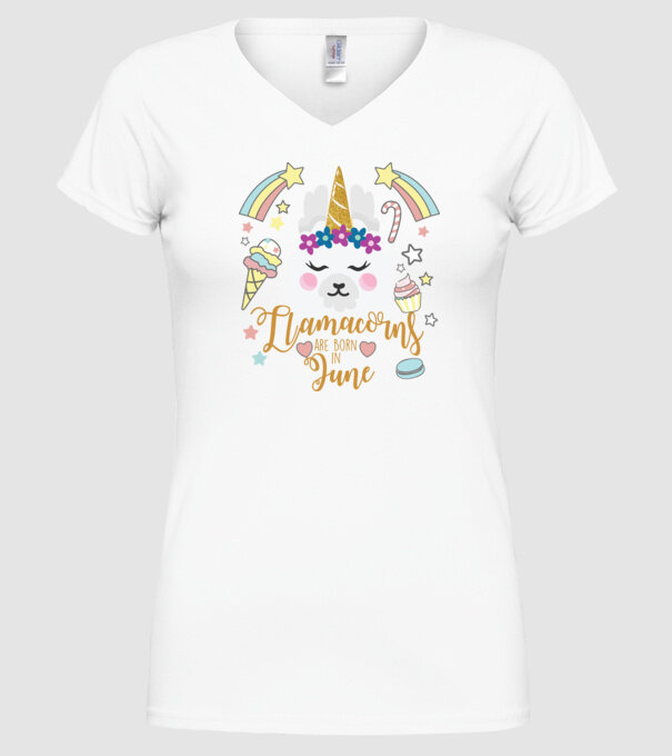 Llamacorns are born in June model alb pe tricou