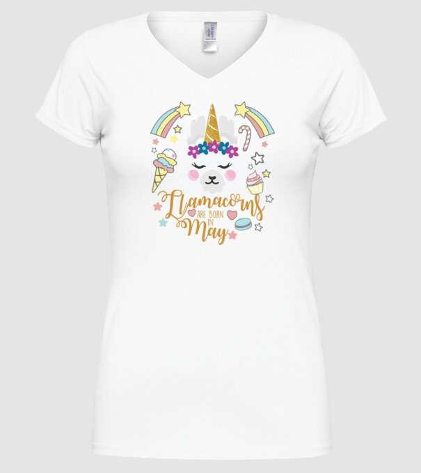 Llamacorns are born in May model alb pe tricou