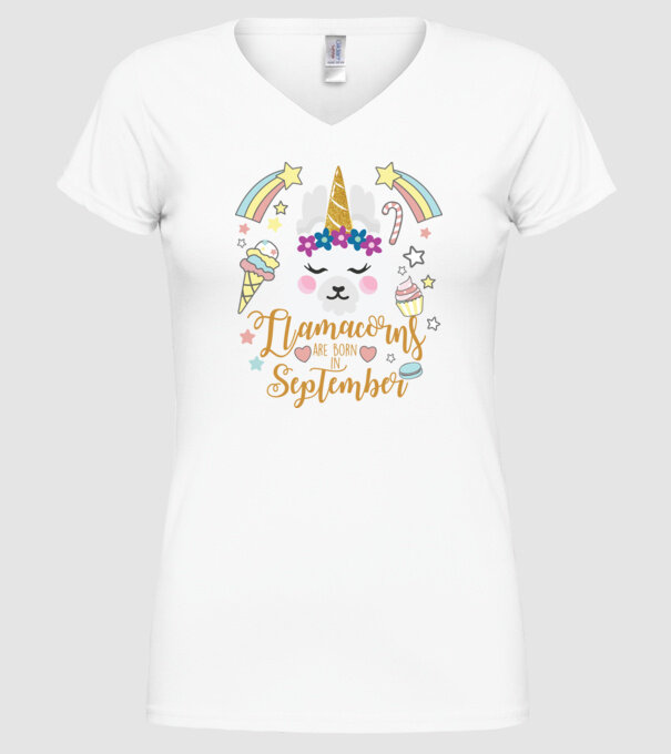 Llamacorns are born in September model alb pe tricou
