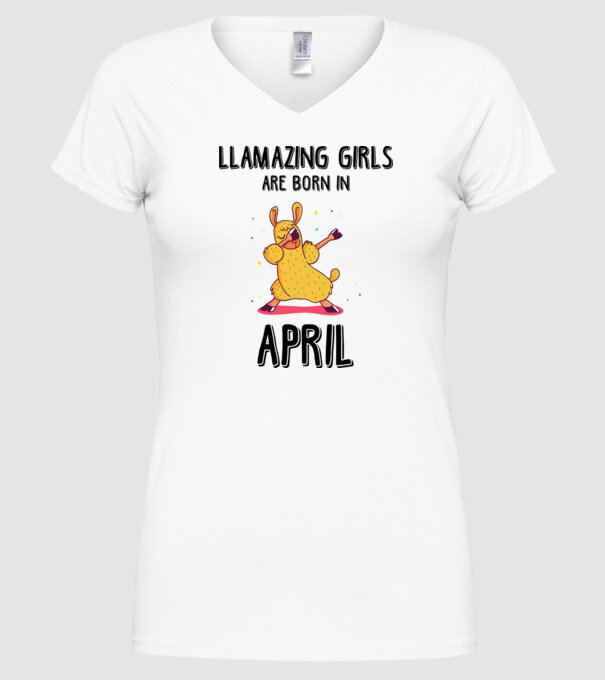 llamazing girls are born in april black model alb pe tricou