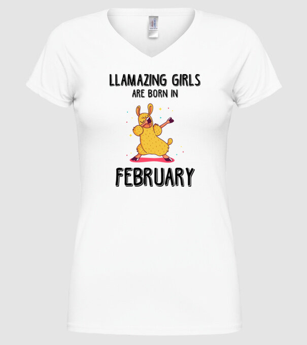 llamazing girls are born in february black model alb pe tricou