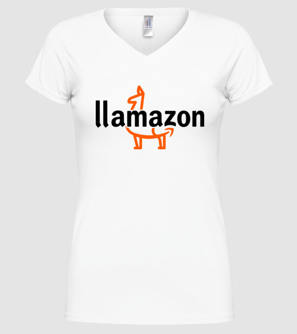 Llamazon model alb pe tricou