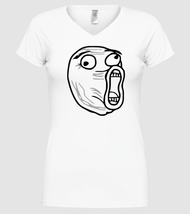 LOL Face model alb pe tricou