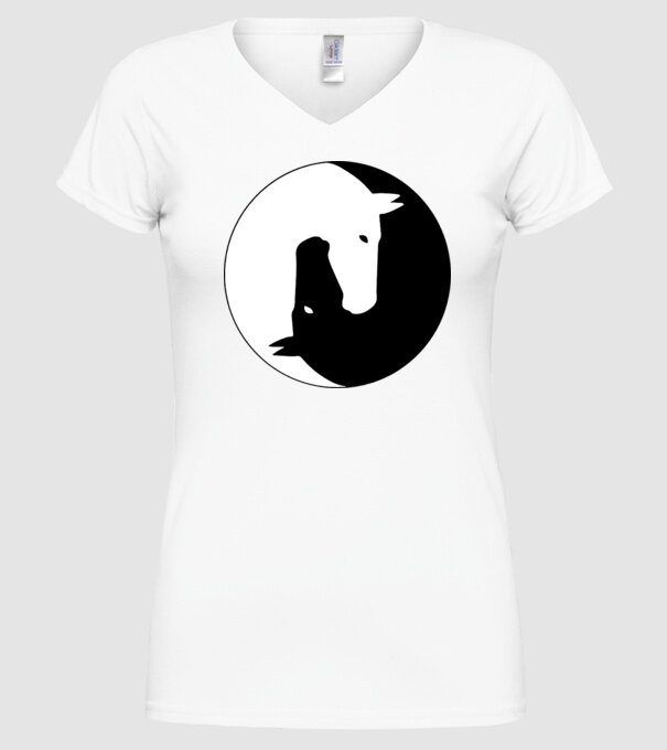 Lovas ying-yang model alb pe tricou