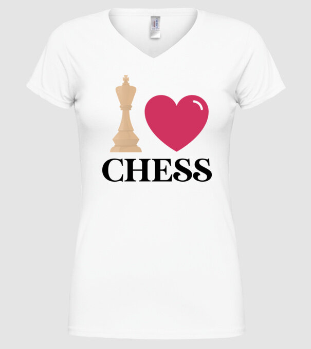 Love chess model alb pe tricou