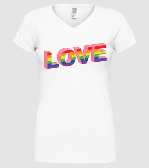 Love pride model alb pe tricou