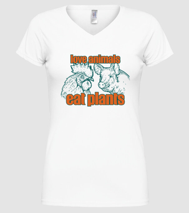 love animals model alb pe tricou