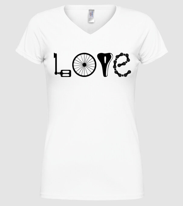 love bicicletă model alb pe tricou