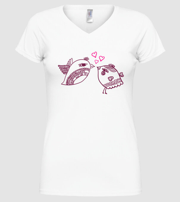 lovebirds model alb pe tricou