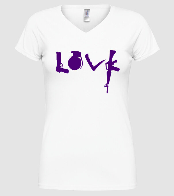 Lovegun model alb pe tricou