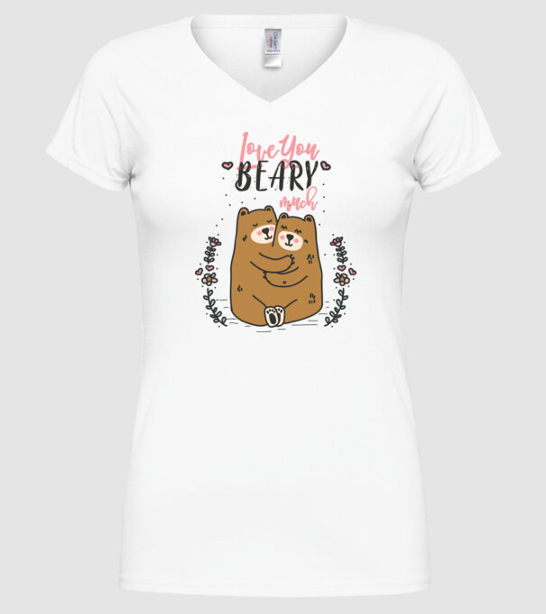 LoveU BEARY much model alb pe tricou
