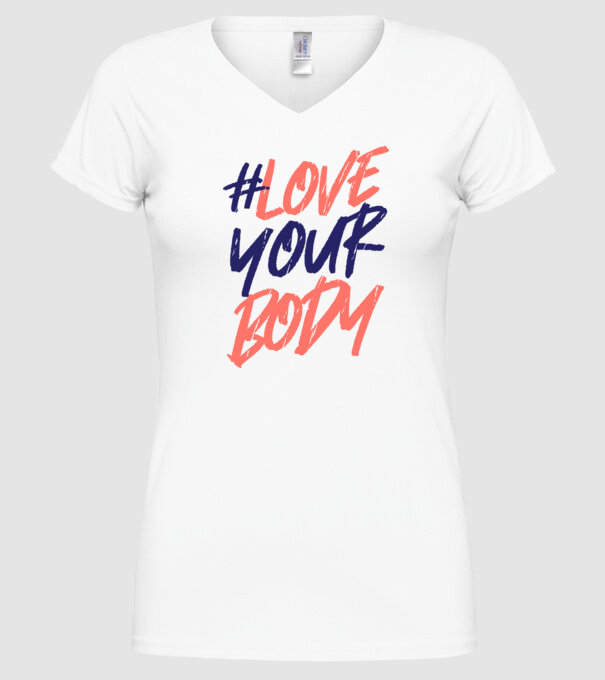 #loveyourbody model alb pe tricou