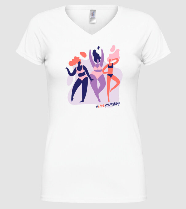#loveyourbody model alb pe tricou