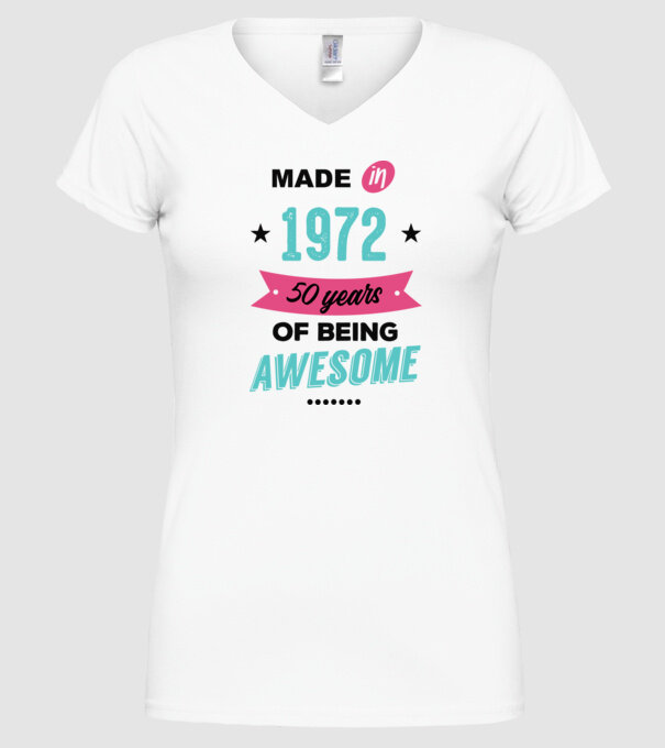 MADE in 1972 model alb pe tricou
