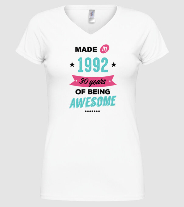 MADE in 1992 model alb pe tricou